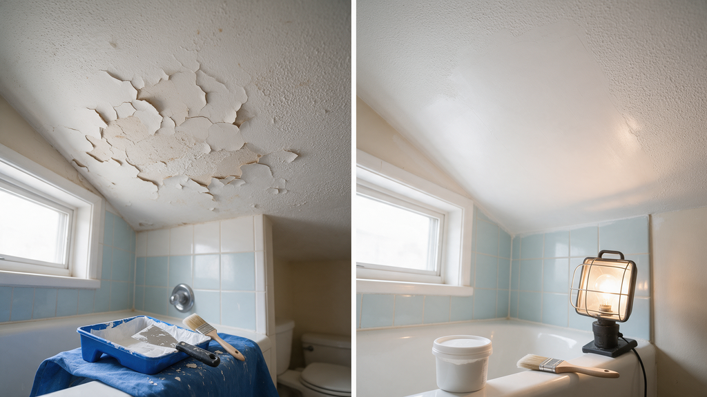 Professional bathroom ceiling paint peeling Philadelphia detail for Philadelphia Painting Services in Center City